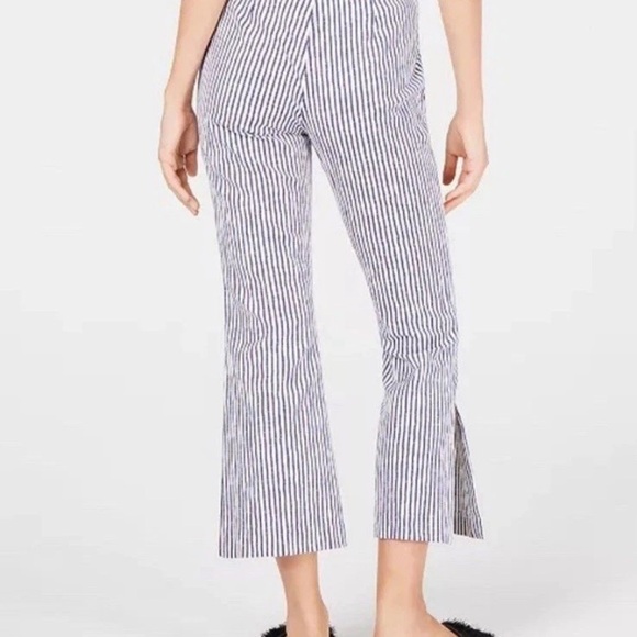 TRINA TURK Lyric Theatre Pants Seersucker Blue/White MidRise Straight Leg Size 6 - Picture 2 of 11